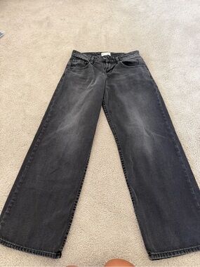 Motel Rocks Washed Black Wide-Leg Jeans